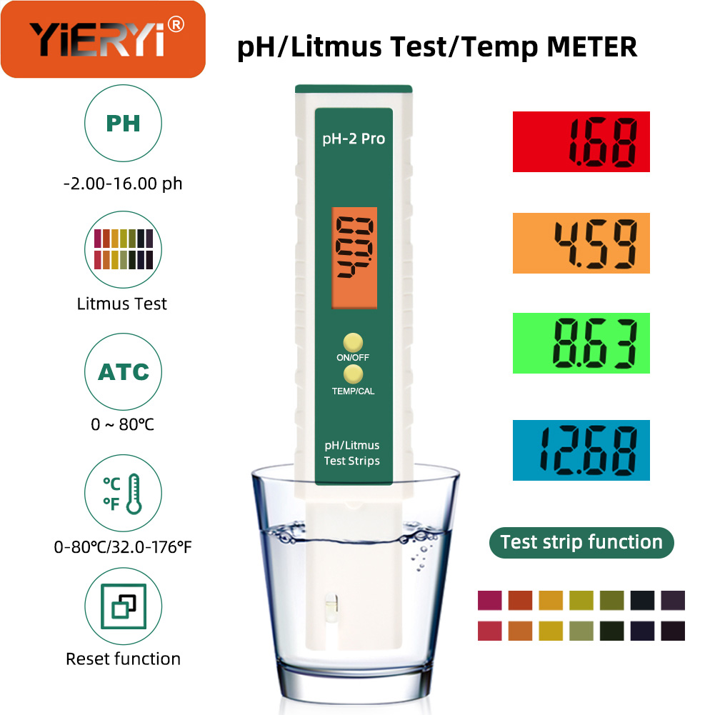 Ph Meter Digital Water Tester - Yieryi مقياس درجة الحموضة الرقمي مع