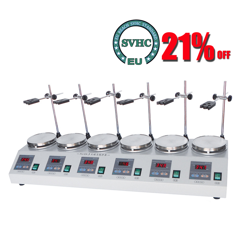 Lab Magnetic Stirrer Hot Plate - 6-رئيس المغناطيسي التدفئة النمام متعدد الوحدات