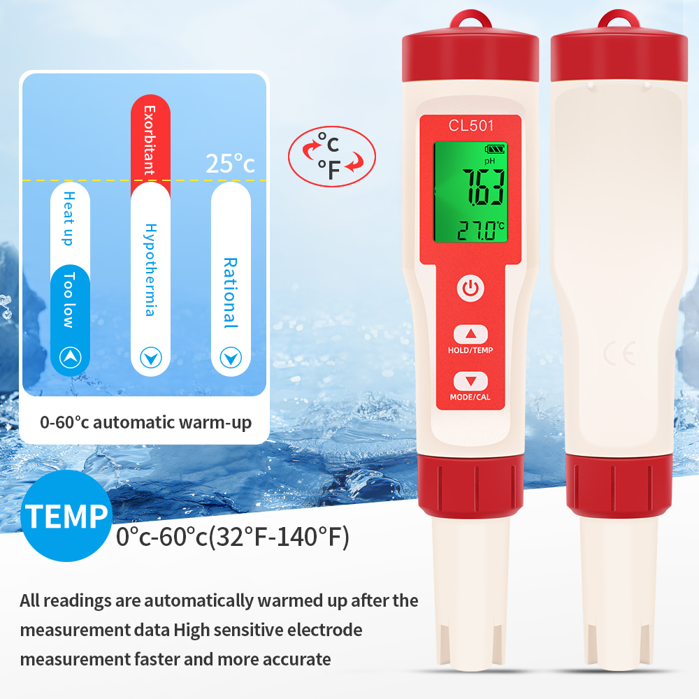 PH/CL2/H2/ORP/مقياس الحرارة كا - مراجعة Ph Meter Digital Water Tester وسعره
