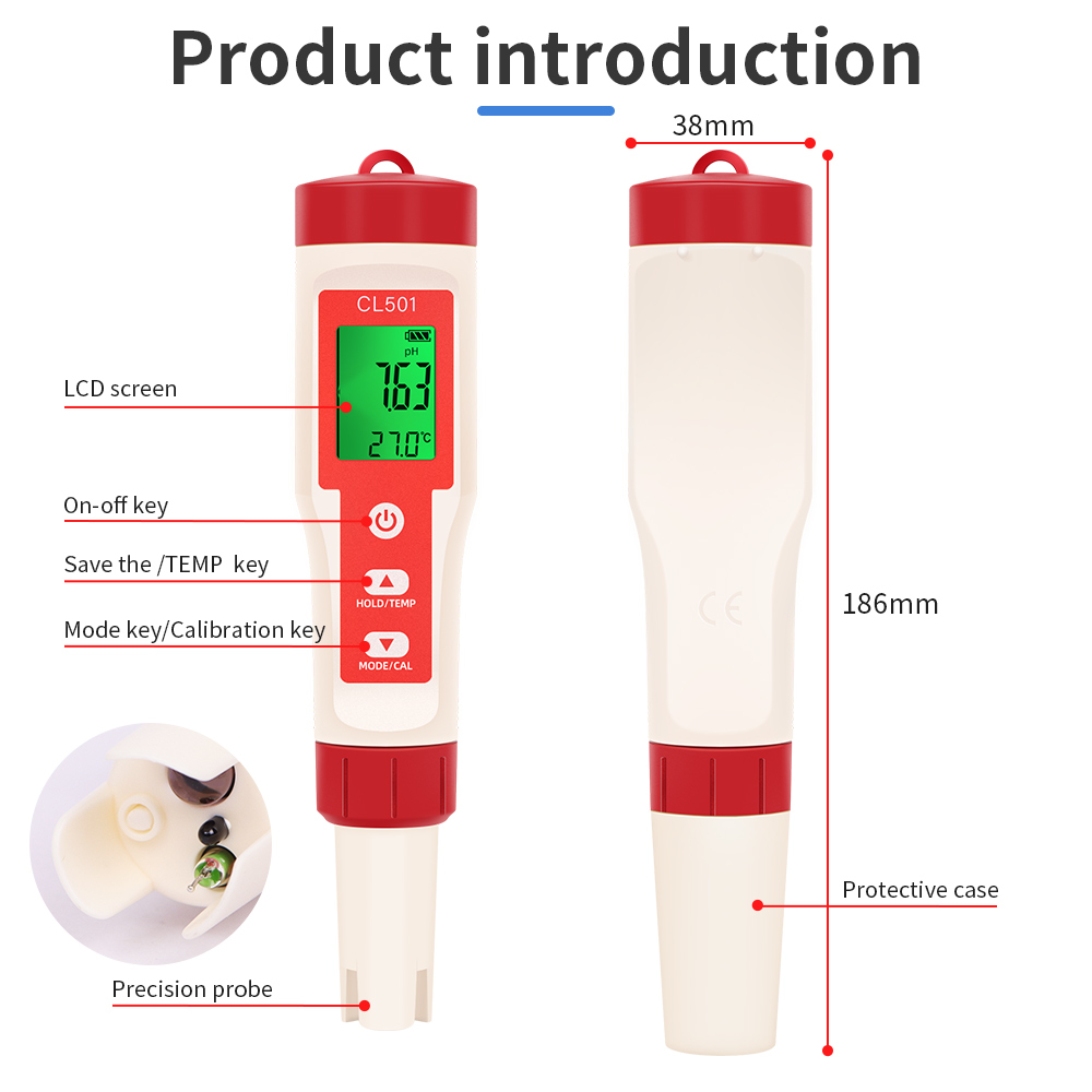 PH/CL2/H2/ORP/مقياس الحرارة كا - مراجعة Ph Meter Digital Water Tester وسعره
