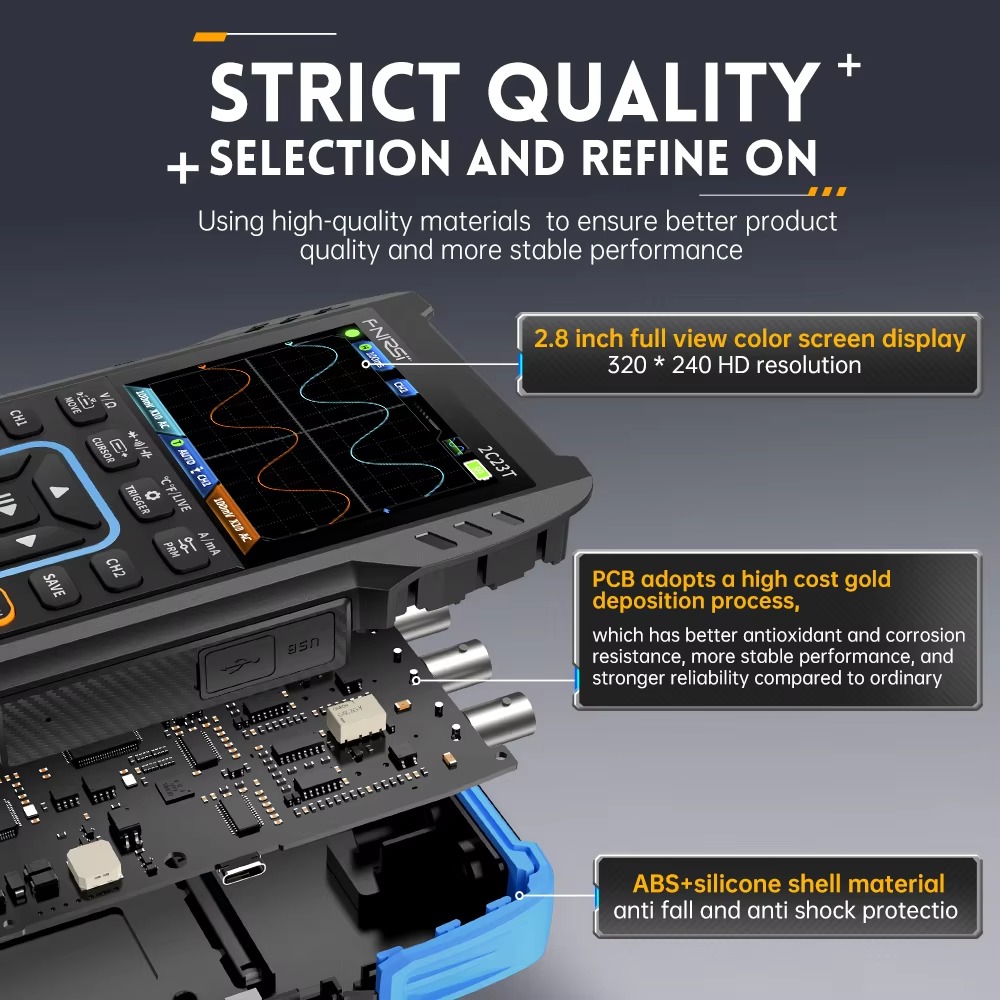 جهاز FNIRSI 2C23T 3 في 1: راسم - مراجعة Fnirsi Digital Oscilloscope Handheld وسعره
