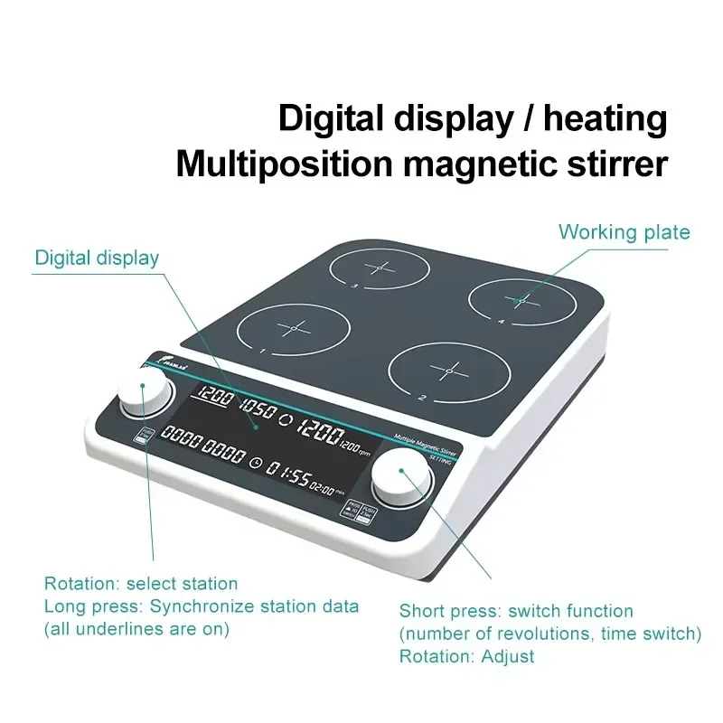 أربع محطات ستة موقف متعددة محر - مراجعة Lab Magnetic Stirrer Hot Plate وسعره