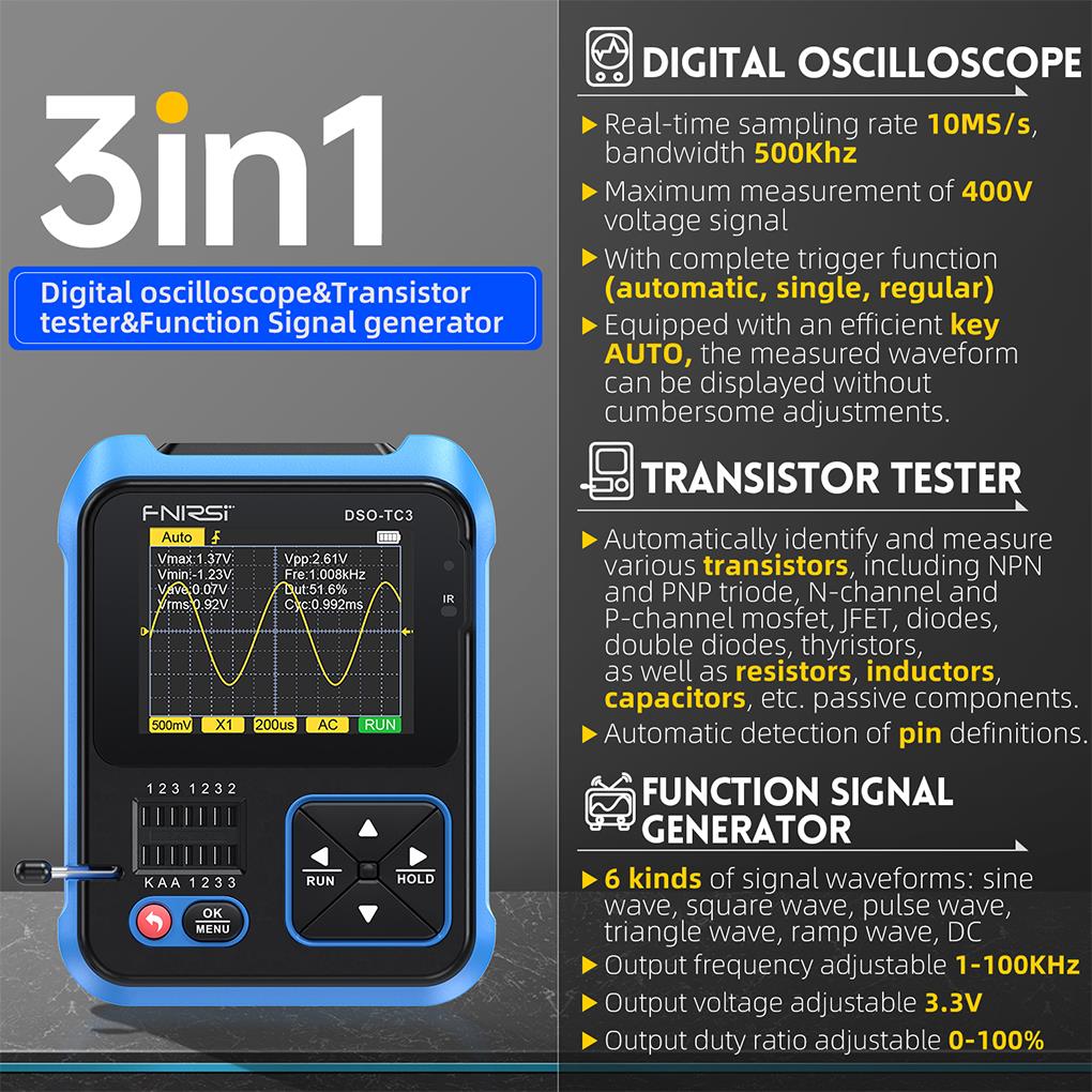 FNIRSI-جهاز تذبذب رقمي محمول ب - مراجعة Fnirsi Digital Oscilloscope Handheld وسعره
